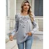 imageZeagoo Long Sleeve Shirts for Women Casual Fall Fashion Crewneck Pleated Tunic Tops Work Outfit BlouseFloral Grey 62