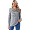 imageZeagoo Long Sleeve Shirts for Women Casual Fall Fashion Crewneck Pleated Tunic Tops Work Outfit BlouseFloral Grey 62