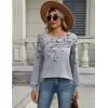 imageZeagoo Long Sleeve Shirts for Women Casual Fall Fashion Crewneck Pleated Tunic Tops Work Outfit BlouseFloral Grey 62