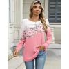 imageZeagoo Long Sleeve Shirts for Women Casual Fall Fashion Crewneck Pleated Tunic Tops Work Outfit BlouseFloral Pink 122
