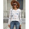 imageZeagoo Long Sleeve Shirts for Women Casual Fall Fashion Crewneck Pleated Tunic Tops Work Outfit BlouseFloral White 112