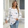 imageZeagoo Long Sleeve Shirts for Women Casual Fall Fashion Crewneck Pleated Tunic Tops Work Outfit BlouseFloral White 112