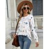 imageZeagoo Long Sleeve Shirts for Women Casual Fall Fashion Crewneck Pleated Tunic Tops Work Outfit BlouseFloral White 112