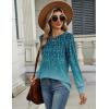 imageZeagoo Long Sleeve Shirts for Women Casual Fall Fashion Crewneck Pleated Tunic Tops Work Outfit BlouseLeaf Green 363