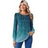 imageZeagoo Long Sleeve Shirts for Women Casual Fall Fashion Crewneck Pleated Tunic Tops Work Outfit BlouseLeaf Green 363