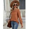 imageZeagoo Long Sleeve Shirts for Women Casual Fall Fashion Crewneck Pleated Tunic Tops Work Outfit BlouseMaple