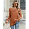 imageZeagoo Long Sleeve Shirts for Women Casual Fall Fashion Crewneck Pleated Tunic Tops Work Outfit BlouseMaple