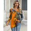 imageZeagoo Long Sleeve Shirts for Women Casual Fall Fashion Crewneck Pleated Tunic Tops Work Outfit BlousePrinted Orange 272