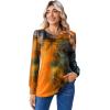 imageZeagoo Long Sleeve Shirts for Women Casual Fall Fashion Crewneck Pleated Tunic Tops Work Outfit BlousePrinted Orange 272