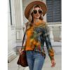 imageZeagoo Long Sleeve Shirts for Women Casual Fall Fashion Crewneck Pleated Tunic Tops Work Outfit BlousePrinted Orange 272
