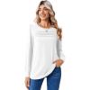 imageZeagoo Long Sleeve Shirts for Women Casual Fall Fashion Crewneck Pleated Tunic Tops Work Outfit BlouseWhite
