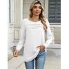 imageZeagoo Long Sleeve Shirts for Women Casual Fall Fashion Crewneck Pleated Tunic Tops Work Outfit BlouseWhite