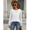 imageZeagoo Long Sleeve Shirts for Women Casual Fall Fashion Crewneck Pleated Tunic Tops Work Outfit BlouseWhite