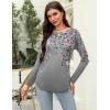 imageZeagoo Long Sleeve Shirts for Women Crew Neck Casual Fall Fashion Blouses Basic Tunic Tops Dressy Work ClothesAgrey Printhf36