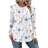 imageZeagoo Long Sleeve Shirts for Women Crew Neck Casual Fall Fashion Blouses Basic Tunic Tops Dressy Work ClothesAwhite Flowerbf112