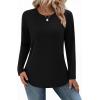 imageZeagoo Long Sleeve Shirts for Women Crew Neck Casual Fall Fashion Blouses Basic Tunic Tops Dressy Work ClothesBlack