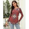 imageZeagoo Long Sleeve Shirts for Women Crew Neck Casual Fall Fashion Blouses Basic Tunic Tops Dressy Work ClothesFloral Redmz870