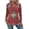 imageZeagoo Long Sleeve Shirts for Women Crew Neck Casual Fall Fashion Blouses Basic Tunic Tops Dressy Work ClothesFloral Redmz870
