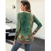 imageZeagoo Long Sleeve Shirts for Women Crew Neck Casual Fall Fashion Blouses Basic Tunic Tops Dressy Work ClothesGreen Flowermz808
