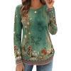 imageZeagoo Long Sleeve Shirts for Women Crew Neck Casual Fall Fashion Blouses Basic Tunic Tops Dressy Work ClothesGreen Flowermz808