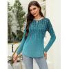 imageZeagoo Long Sleeve Shirts for Women Crew Neck Casual Fall Fashion Blouses Basic Tunic Tops Dressy Work ClothesGreen Leavexh363