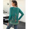 imageZeagoo Long Sleeve Shirts for Women Crew Neck Casual Fall Fashion Blouses Basic Tunic Tops Dressy Work ClothesGreen Printmz871