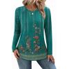 imageZeagoo Long Sleeve Shirts for Women Crew Neck Casual Fall Fashion Blouses Basic Tunic Tops Dressy Work ClothesGreen Printmz871