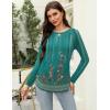 imageZeagoo Long Sleeve Shirts for Women Crew Neck Casual Fall Fashion Blouses Basic Tunic Tops Dressy Work ClothesGreen Printmz871