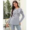 imageZeagoo Long Sleeve Shirts for Women Crew Neck Casual Fall Fashion Blouses Basic Tunic Tops Dressy Work ClothesGrey Printdh62