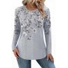 imageZeagoo Long Sleeve Shirts for Women Crew Neck Casual Fall Fashion Blouses Basic Tunic Tops Dressy Work ClothesGrey Printdh62