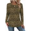 imageZeagoo Long Sleeve Shirts for Women Crew Neck Casual Fall Fashion Blouses Basic Tunic Tops Dressy Work ClothesLeopard Printan136