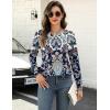imageZeagoo Long Sleeve Shirts for Women Crew Neck Casual Fall Fashion Blouses Basic Tunic Tops Dressy Work ClothesNavy Printmz873