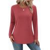 imageZeagoo Long Sleeve Shirts for Women Crew Neck Casual Fall Fashion Blouses Basic Tunic Tops Dressy Work ClothesRed