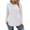 imageZeagoo Long Sleeve Shirts for Women Crew Neck Casual Fall Fashion Blouses Basic Tunic Tops Dressy Work ClothesWhite