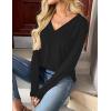 imageZeagoo Women Long Sleeve Tops Dressy Casual V Neck Tshirts Basics Tee 2025 Fall Trendy ClothesBlack