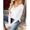 imageZeagoo Women Long Sleeve Tops Dressy Casual V Neck Tshirts Basics Tee 2025 Fall Trendy ClothesWhite