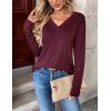 imageZeagoo Women Long Sleeve Tops Dressy Casual V Neck Tshirts Basics Tee 2025 Fall Trendy ClothesWine Red