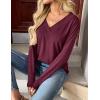 imageZeagoo Women Long Sleeve Tops Dressy Casual V Neck Tshirts Basics Tee 2025 Fall Trendy ClothesWine Red