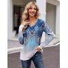 imageZeagoo Womens Long Sleeve T Shirts V Neck Soft Basic Tee Loose Fit Casual Tops Fall FashionBoho Blue