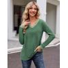 imageZeagoo Womens Long Sleeve T Shirts V Neck Soft Basic Tee Loose Fit Casual Tops Fall FashionGreen