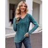 imageZeagoo Womens Long Sleeve T Shirts V Neck Soft Basic Tee Loose Fit Casual Tops Fall FashionLeaf Green