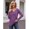 imageZeagoo Womens Long Sleeve T Shirts V Neck Soft Basic Tee Loose Fit Casual Tops Fall FashionPurple