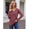 imageZeagoo Womens Long Sleeve T Shirts V Neck Soft Basic Tee Loose Fit Casual Tops Fall FashionWine Red