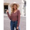 imageZeagoo Womens Long Sleeve T Shirts V Neck Soft Basic Tee Loose Fit Casual Tops Fall FashionWine Red