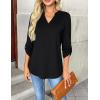 imageZeagoo Womens Roll Up Long Sleeve Tops V Neck Shirts Dressy Casual Work Blouses S2XLBlack