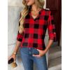 imageZeagoo Womens Roll Up Long Sleeve Tops V Neck Shirts Dressy Casual Work Blouses S2XLGw18