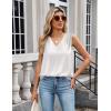 imageZeagoo Womens Silk Satin Camisole Tank Tops V Neck Pleated Dressy Casual Sleeveless Blouses Summer Business Work ShirtsAwhite