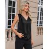 imageZeagoo Womens Silk Satin Camisole Tank Tops V Neck Pleated Dressy Casual Sleeveless Blouses Summer Business Work ShirtsBlack
