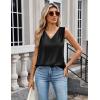 imageZeagoo Womens Silk Satin Camisole Tank Tops V Neck Pleated Dressy Casual Sleeveless Blouses Summer Business Work ShirtsBlack