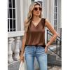 imageZeagoo Womens Silk Satin Camisole Tank Tops V Neck Pleated Dressy Casual Sleeveless Blouses Summer Business Work ShirtsBrown
